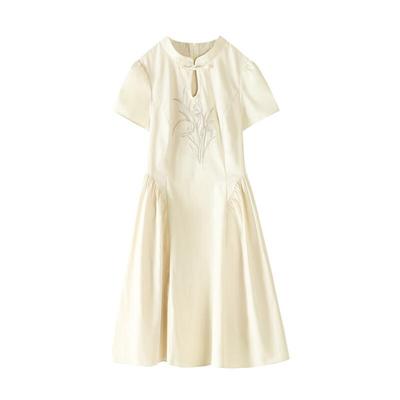 Lù Xiàng Nán Bamboo Rhythm Cloud Smoke New Chinese Style Slimming Midi Dress