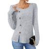 Loose round-Neck Long-Sleeve T-shirt Round Neck Button Long Sleeve Overfit T-shirt Top