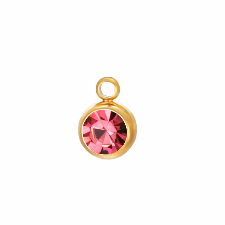 Teamer 5 pcs/lot 6mm Birth Month Stone Charms Colored Zircon Stainless Steel Pendant For Necklace Bracelet Making Accessories