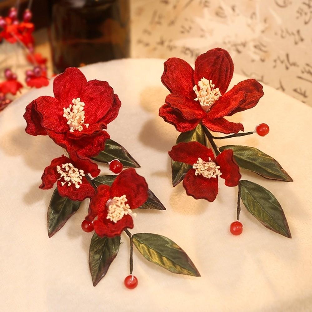 Beautiful Hanfu Flower Hair Clips Beads Exquisite Fairy Side Clips Chinese Ancient Hairpins  Girls