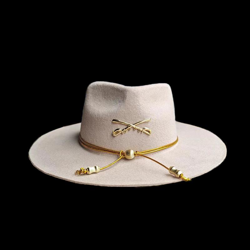 

Цилиндр из чистой шерсти, декоративный фетровый цилиндр с золотой нитью и арахисовым узором L（58-60cm）