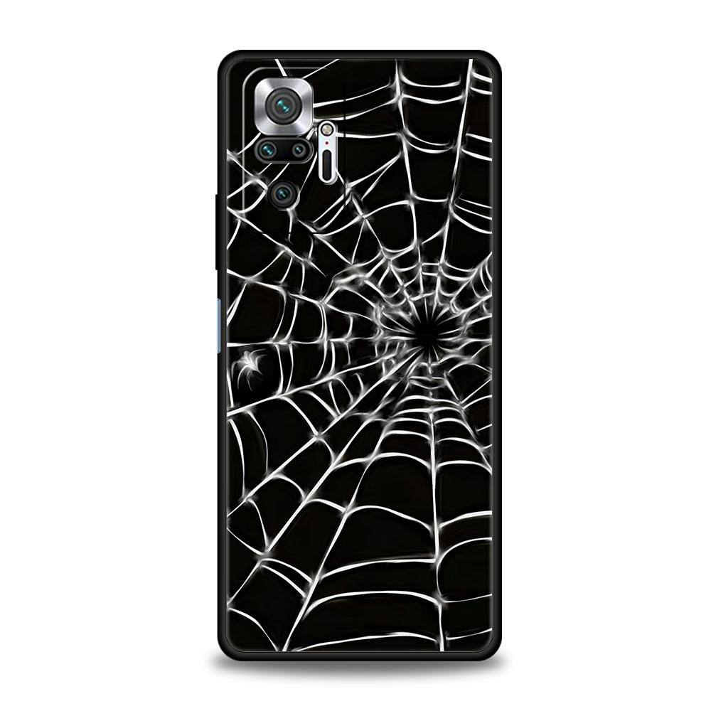 Black Spider Web Phone Case For Xiaomi Redmi Note 14 5G 13 12 10 11 Pro Plus 4G 14C 13C 12C 10C 9C Soft TPU Cover