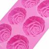 Molde para Pastel 3D Reutilizable de 6 Cavidades Antiadherente Forma de Flor Rosa Molde de Fondant para Cocina