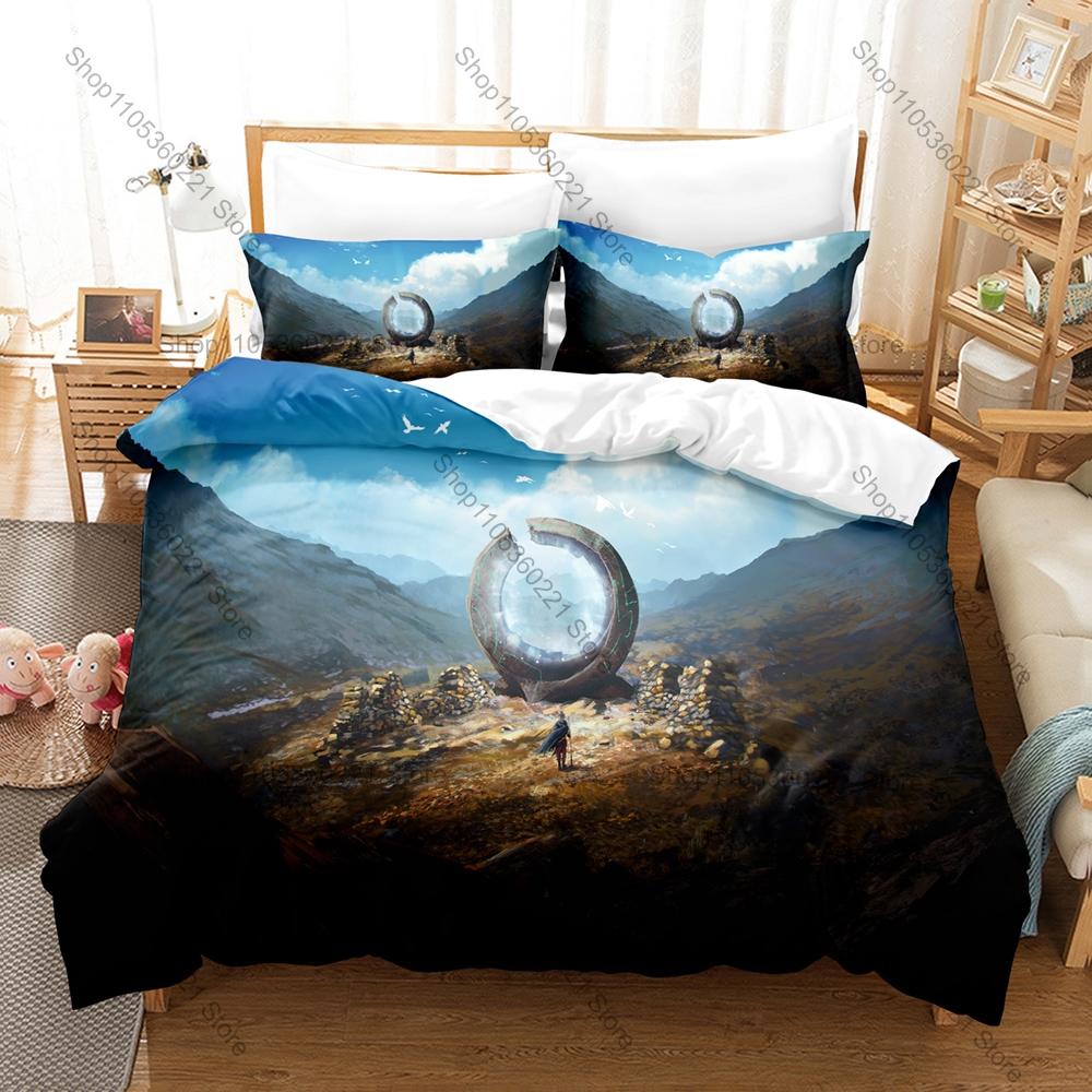 Glowing Magic Fantasy Portal Interdimensional Gate HD Print Bedding Set Duvet Cover + 2 Pillowcases Polyester Game Room Decor