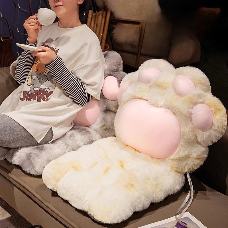40x90cm Cute Cat Paw Cushion Single Casual Office Chair 2-In-1 Seat Cushion Home Sofa Soft Cushion Bay Window Tatami Futon Mat