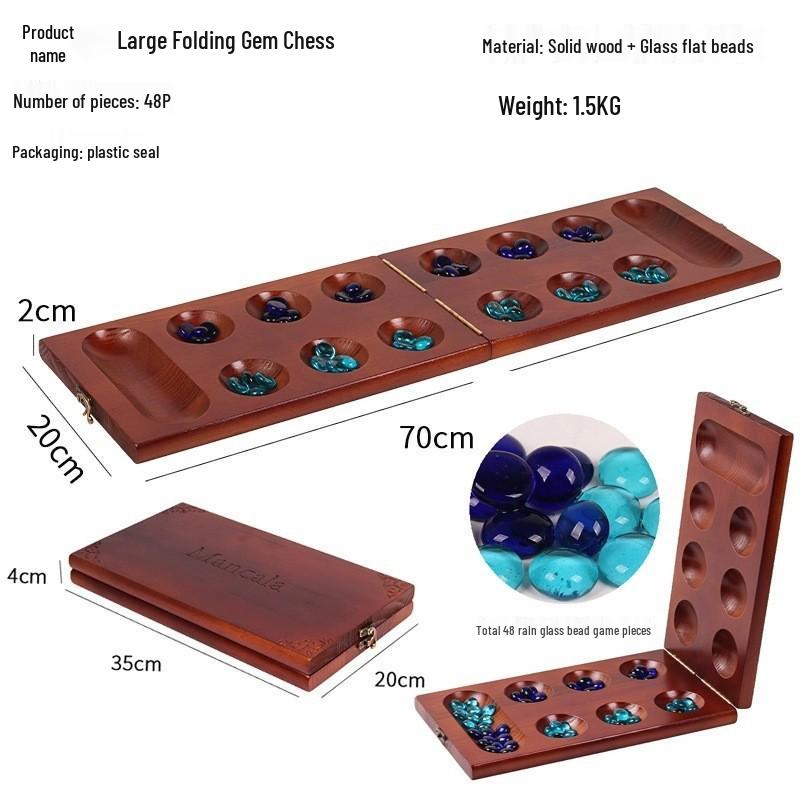 Kids' Gem African Chess Puzzle: Wooden Beads Sorting & Planting Checker Game