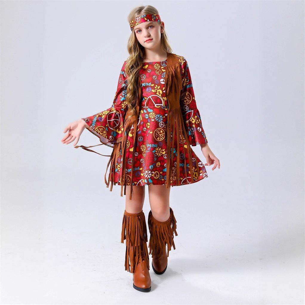 Halloween Vintage 70 Disco Hippie Costume Tassel Hip Hop Costume Rock Costume