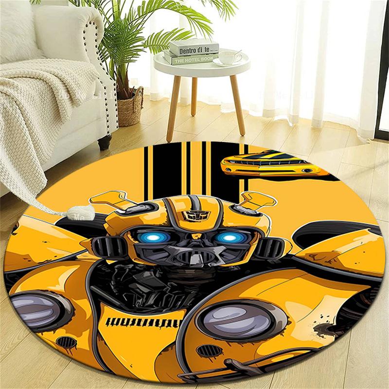 1pc Bumblebee5 Design Printed Area Round Carpet for Bedroom Living Room Home Decor Rugs Mat Non Slip Mat Rug for Bedside