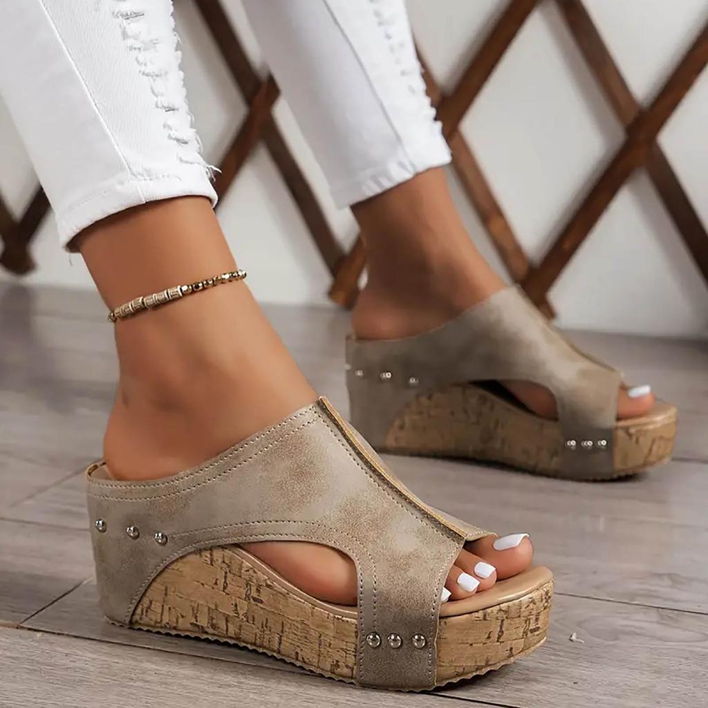 Klobige Absätze Sandalen für Damen Keilsandalen für Damen Plateau-Keilsandalen Sandalen mit offenen Zehen für Damen Chaussure Femme