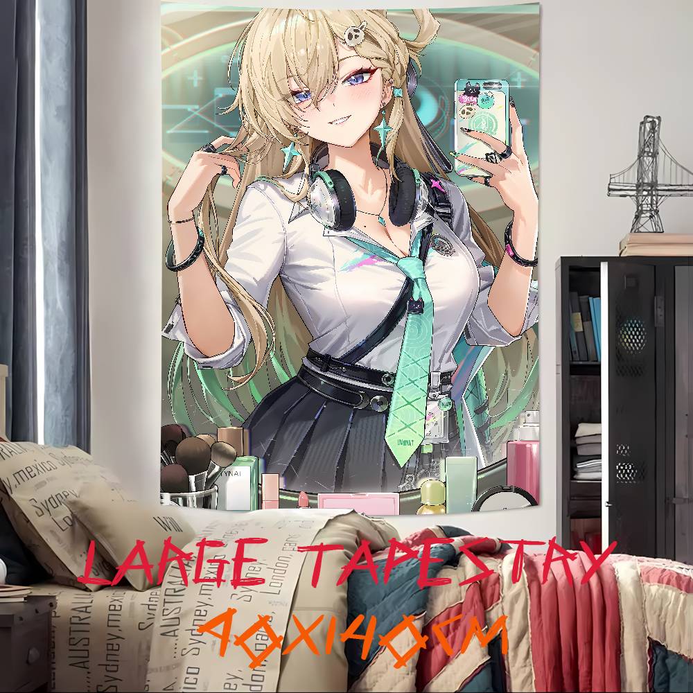 Kawaii Hot Pretty Cute Girl Lynae Popular Cool WuWa Gaming Tapestry Wall Cloth Tapestries Decor Wall Carpet Bedroom Decoration