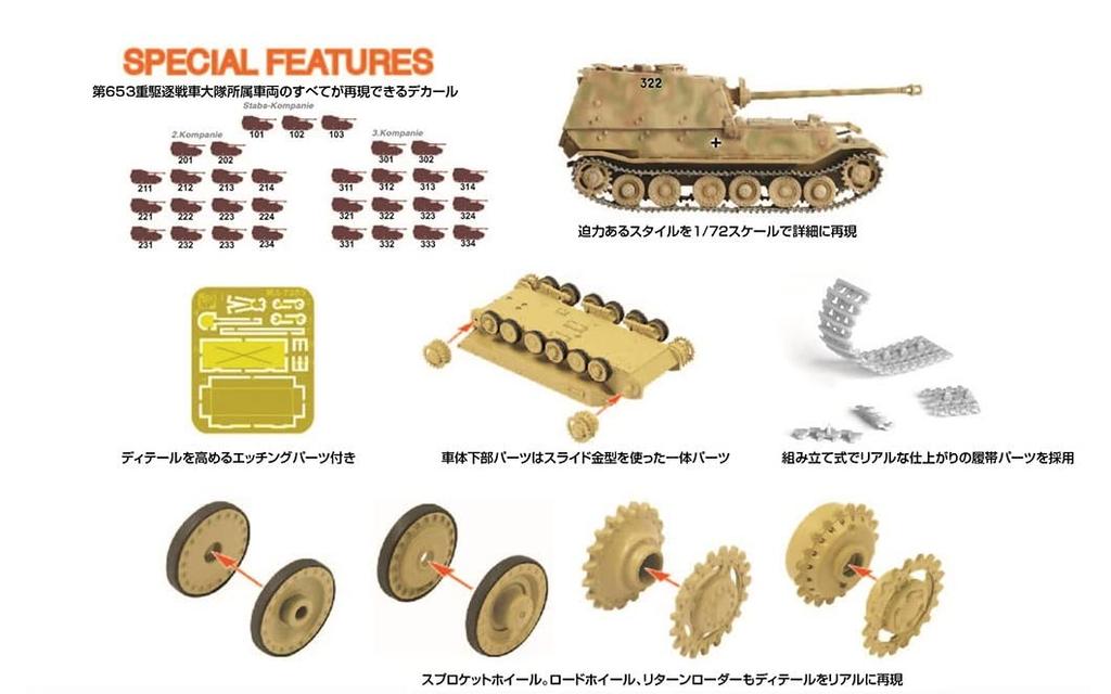 Platz Dragon WWII German Elephant Heavy Tank Destroyer Plastic Model DR7253T 1/72 Sd.Kfz.184