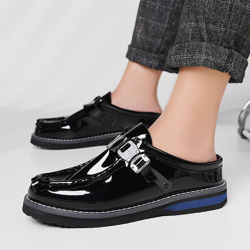 Fashion Men's Casual Slippers Loafers Lightweight Luxurious Comfortable Business Office Walking Shoes One Foot PU Leather Shoes 2025