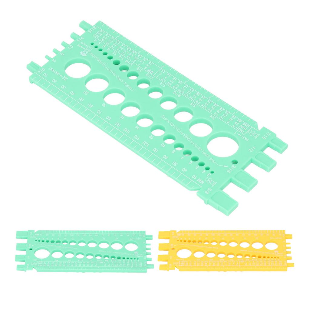 Bolt Measuring Tool Plastic Integrated Portable Inch and Millimeter Scale Nut Bolt Thread Gauge