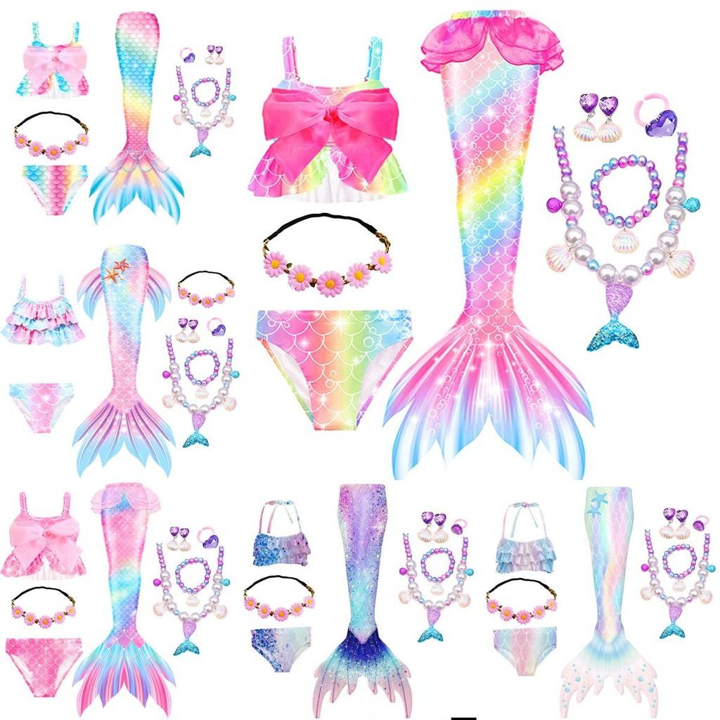 Kids Tail Mermaid For Girls Ariel Swimsuit Birthday Outdoor Pool Clothing Party