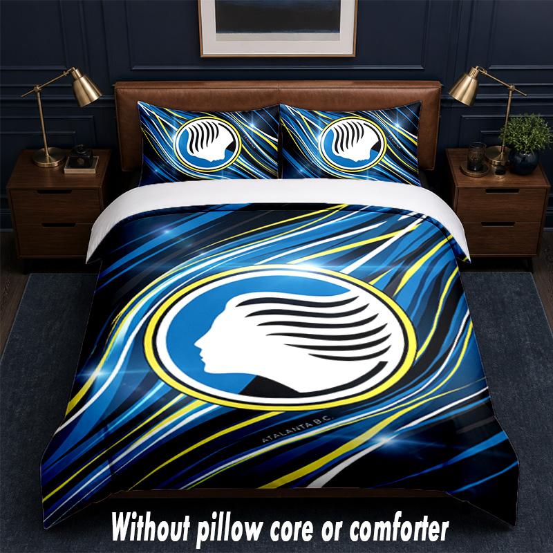 Set Biancheria da Letto Design Atalanta FC 1 Copripiumino + 2 Federe Morbido Traspirante Biancheria da Letto per la Casa