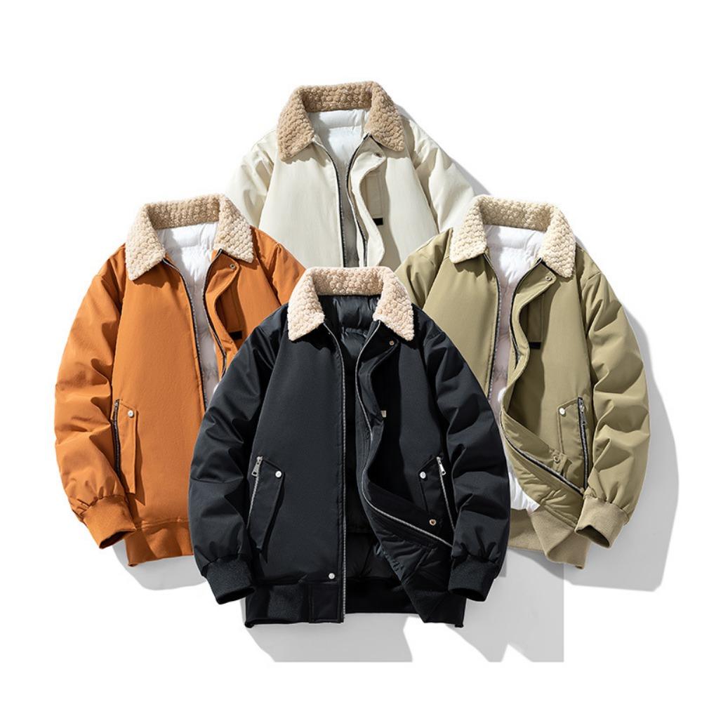 New casual fashion Korean version trend lapel thickened couple warm youthful vitality cotton-padded jacket