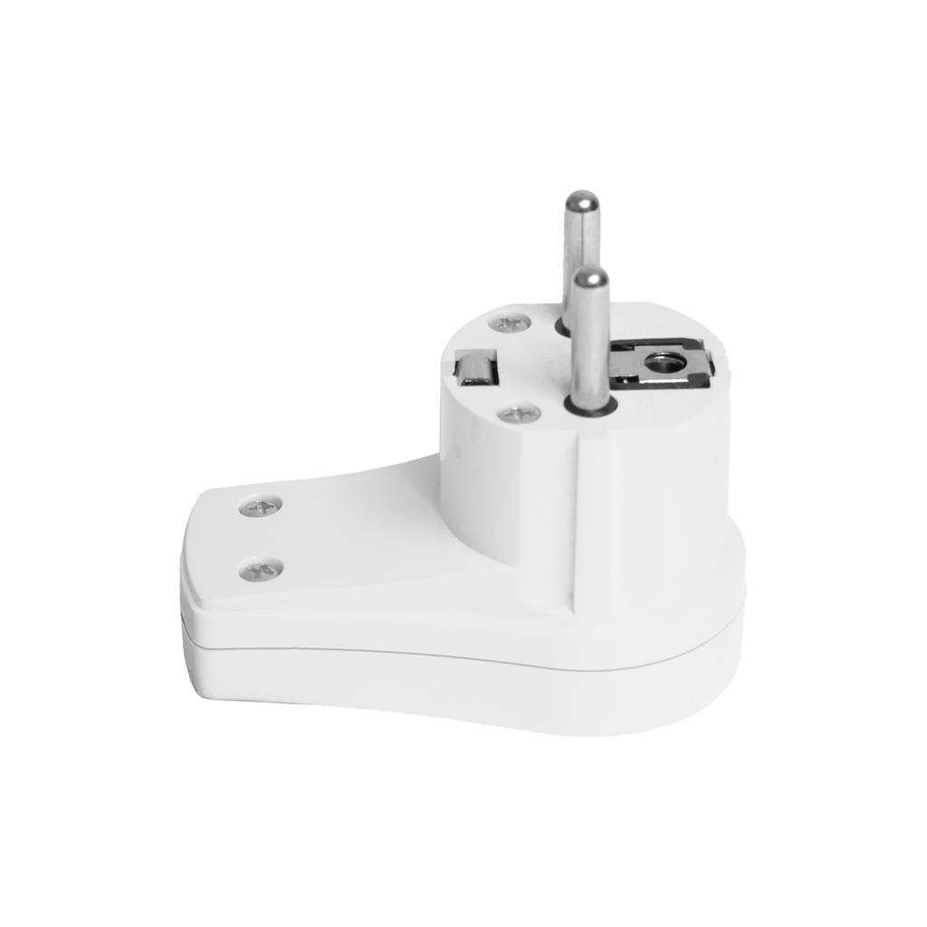 Angled Uni-Schuko Plug With Illuminated Switch, Detachable