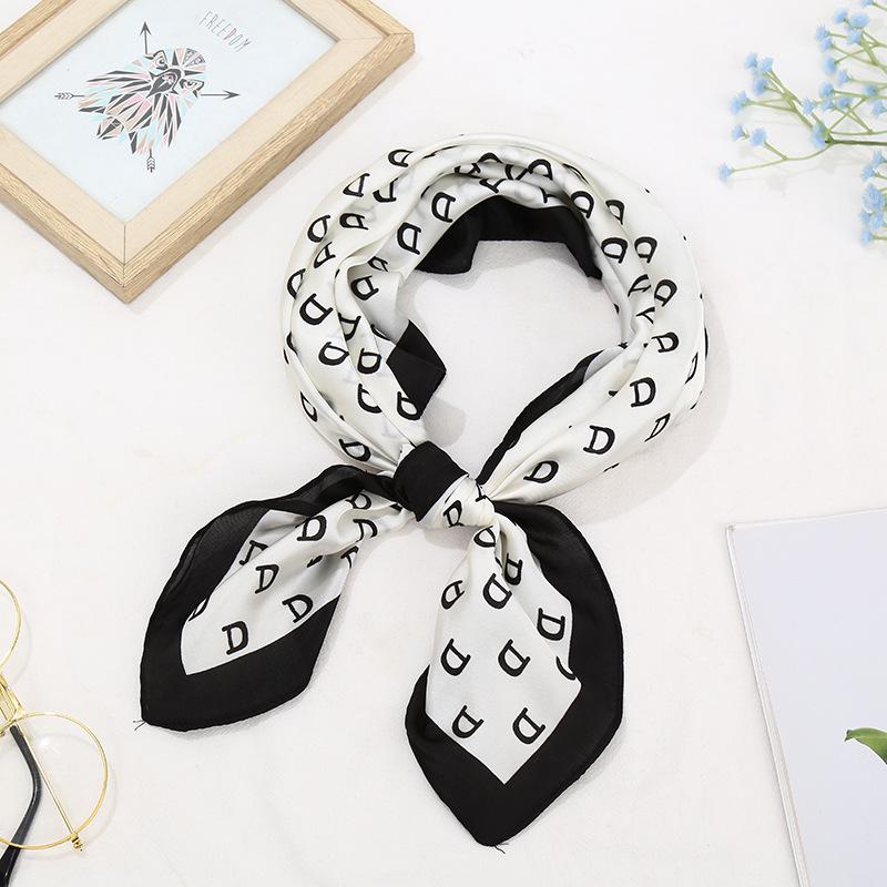 Retro Print Imitation Silk Neck Scarf for Women - Versatile High-End Neck Protector