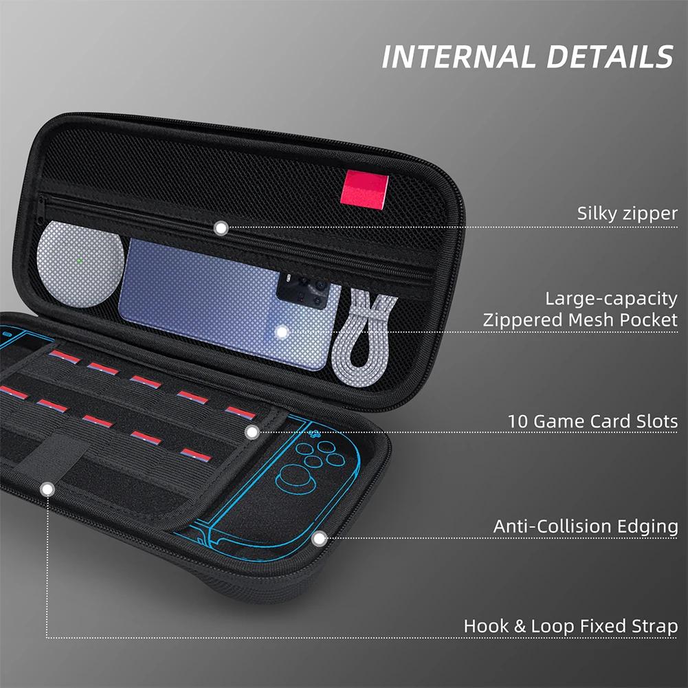 EVA Hard Carrying Case for Switch 2 Carrying Bag Anti-scratch Zipper Handbag with Mesh Pockets & Game Card Holder Organizer Bag
