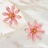 Lafite flower earrings, sweet fashion woven earrings, high-end niche bohemian earrings.