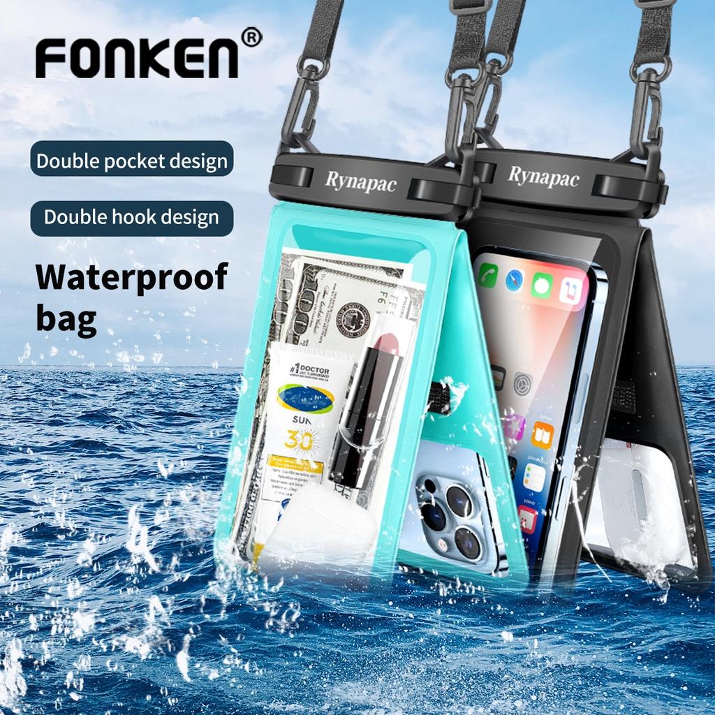 

Fonken 2 в 1 водонепроницаемый чехол для телефона с двумя карманами IPX8 Универсальный чехол для дайвинга и плавания защитный чехол для подводного плавания для макс. 9,5 дюймов