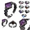 White Crystal Stone Ring Punk Style Amethyst Ring Newest Crystal Ring  Fashion Accessories