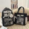 Schoolbag Korean version of the star large-capacity backpack high value junior high school college student schoolbag cute girl transparent pain bag