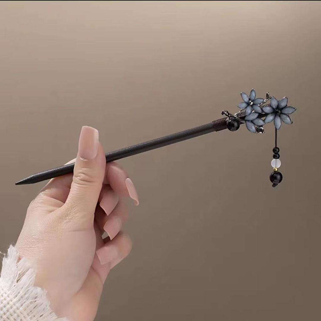 Grampo de Cabelo com Borla de Sândalo de Alta Qualidade para Penteados Updo de Hanfu Cheongsam