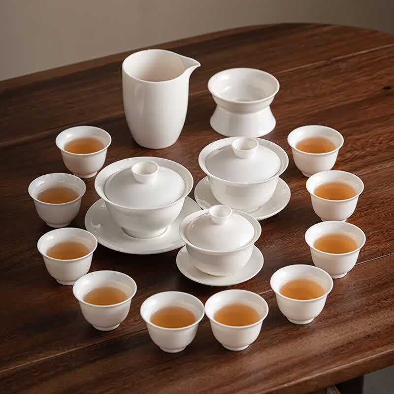 Su s Ceramic Mutton Fat Jade White Porcelain Gongfu Tea Set