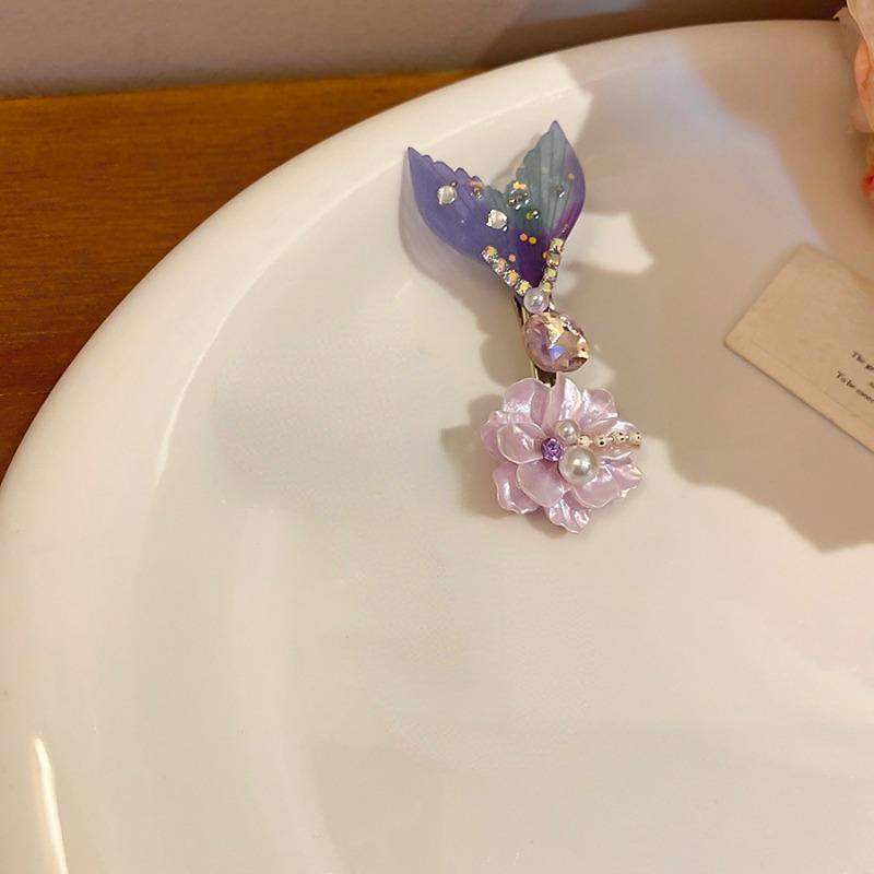 Dream Diamond Flower Fishtail Pearl Hairpin Sweet and Elegant Commuter Versatile Duckbill Clip Design Sense Niche Hair Accessories