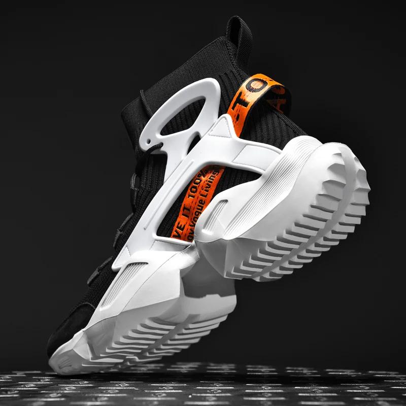 New Men Boots Mesh Fabric High Top Marathon Sports Running Shoes Breathable Lightweight Comfortable Athletic Nonskid Sneakers