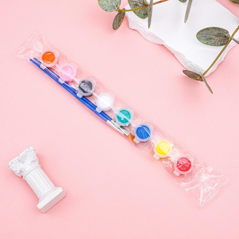 12-Color Acrylic Paint Strips with Plaster Doll for Kids DIY Graffiti, 3ml Each