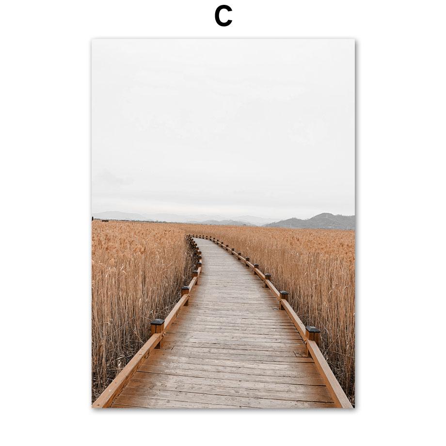 Mountain Calm Lake Tiger Horse Weed Dried Flowers Wall Art Prints Canvas Painting Nordic Poster Decor Pictures For Living Room