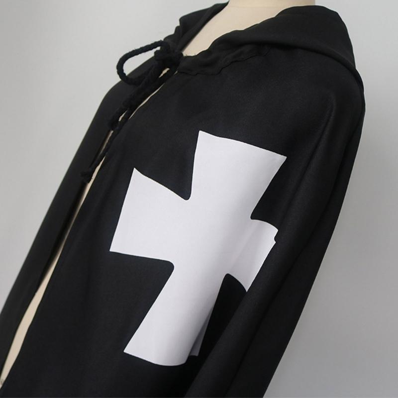 Medieval Cosplay Cloak Hospitaller Hooded Cape Medieval Cosplay  Cloak Costume White/Black Cape Halloween Cloak Costume
