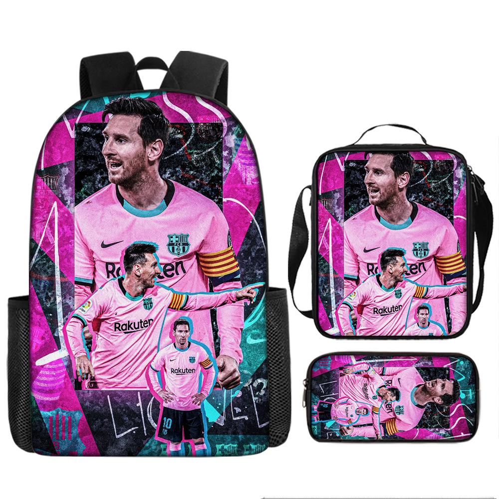 Football Schoolbag Three-Piece Backpack Pencil Bag Satchel Package Primary And Secondary School Students Schoolbag