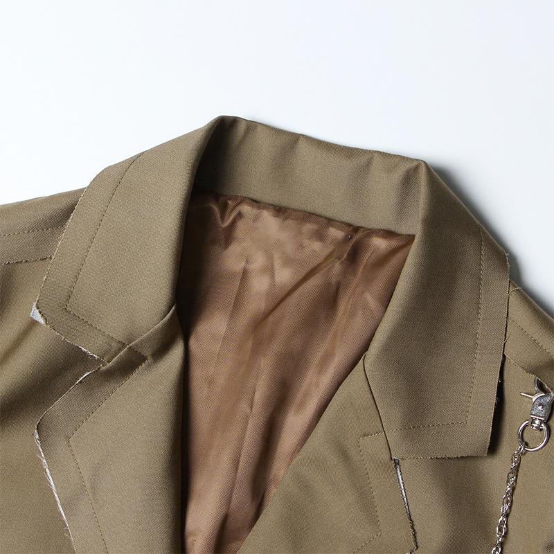 Australian Trendy Lapel Jacket 2025: Fashionable Chain Accent, Contrast Stitching, Long Sleeve All-Match Suit
