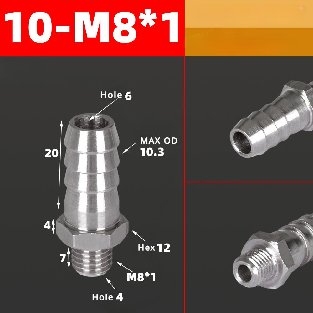 M3 M4 M5 M6 M8 M10 M12 M14 M16 Metric Male To 3 4 5 6 8 10 12 Mm Hose Barb Nipple 304 Stainless Steel Pipe Fitting Air Water Gas