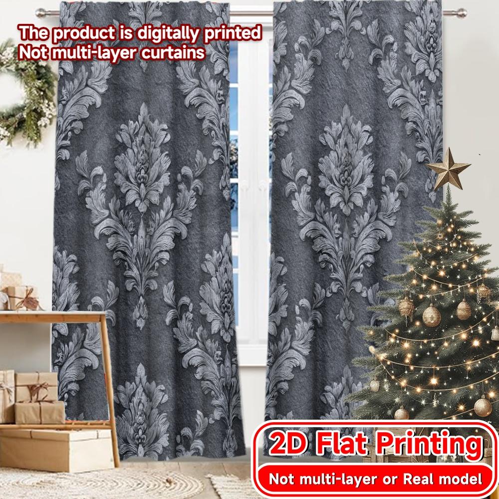 

2D Flat Printing 2pcs Gothic Elegance Light Filtering Chic Curtains Durable 100% Polyester Fabric Curtains Art Deco Festive Use 100*130 HOOK 1pcs