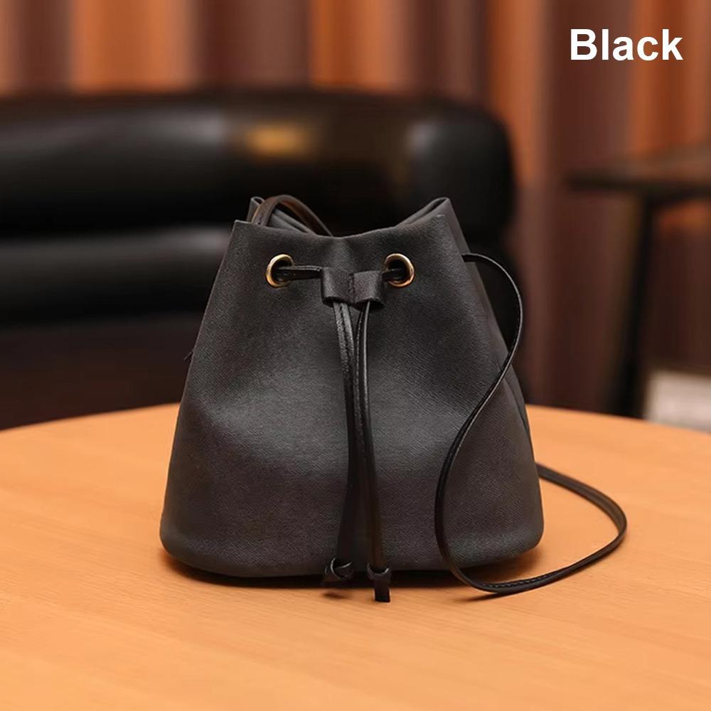 1Pcs New PU Leather Drawstring Bucket Bag Casual Urban Minimalist Style Shoulder Bag Small Crossbody Bag for Women
