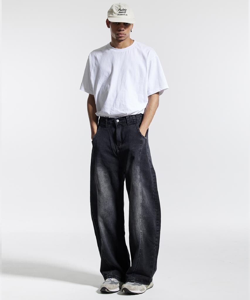 CREAM SODA LAB Wide Cut Volume Curved Pants Black