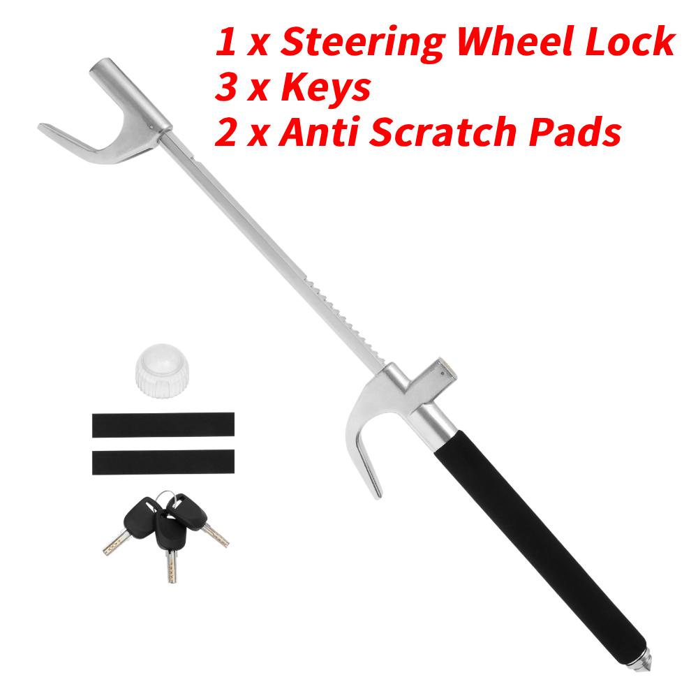 

Anti Theft Steering Wheel Lock Retractable Wheel Locks Universal Adjustable Car Theft Prevention Device with 3 Keys for All Cars чёрный