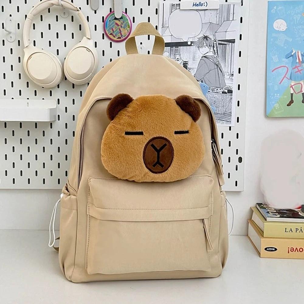 Nylon Cartoon  School Bag Large Capacity Children Bookbag Creative Capybara Backpack  Students Style2