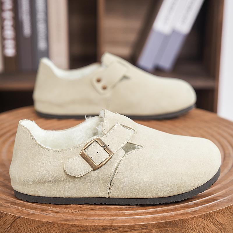 2025 Winter Cotton Warm Closed-Toe Birken Cork Slippers for Men & Women
