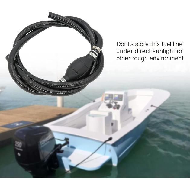 Fuel Line Assembly, Outboard Motor Fuel Line Inner Diameter 3/8" Outer Diameter 5/8" Outer Dia Hose Line Marine Outboard Boat Motor RVs Fuel Assembly