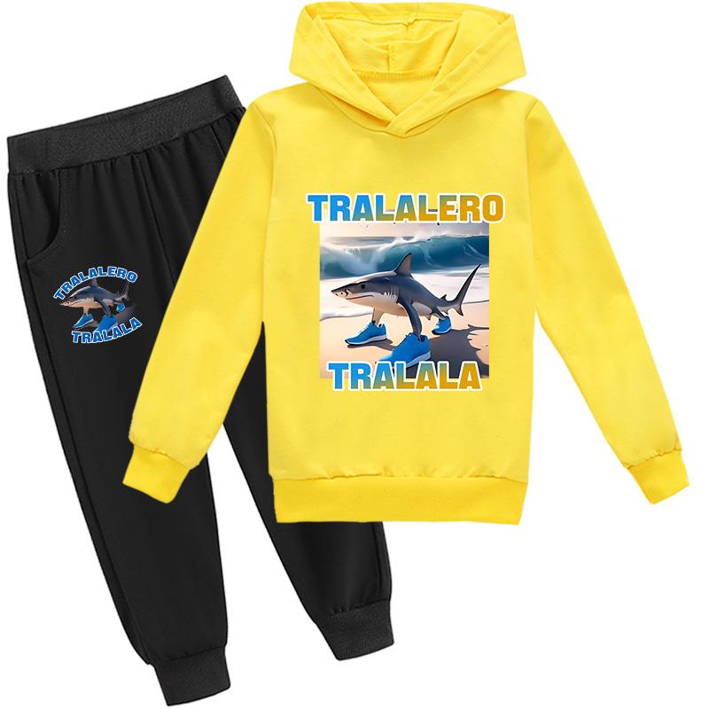 Tralalero Tralala Divertido Shark Meme Kids Clothes Hoodie+Pants 2pcs Set Toddler Boys Girls Tracksuit Children Outfits