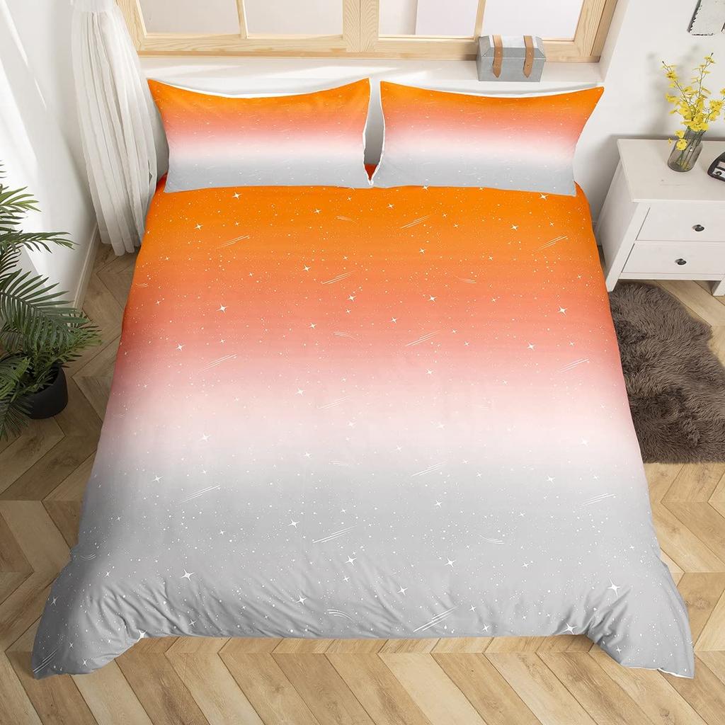 Rött Grått Vitt Randigt King Påslakan Gradient Geometriskt Sängklädesset Modernt Randigt Konst Täcköver Polyester Quiltöverdrag