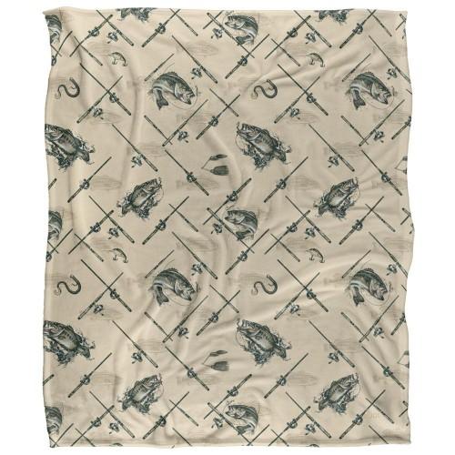 JQ Licensing Silky Patterned Fishing Supersoft Blanket