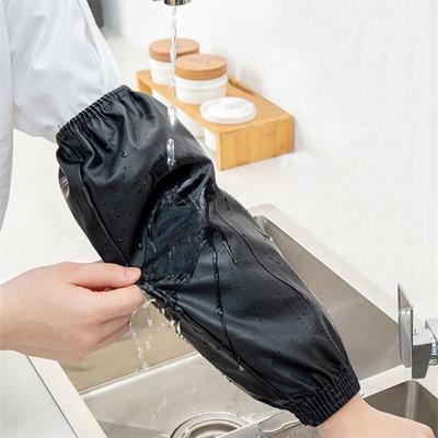 זוג שרוולי זרוע דמויי עור עמידים למים ושמן, שרוולי זרוע באורך 40 ס"מ להגנת המרפק, שרוולי ניקוי למטבח ולגינה