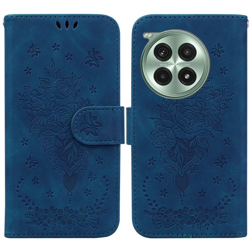 For OnePlus Ace 3 Pro 5G Case PU Leather Wallet Phone Cover Butterfly Flower Imprint
