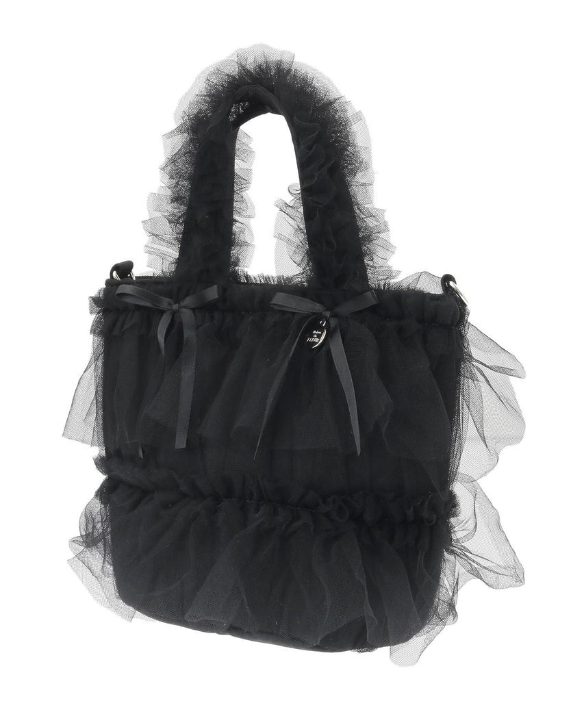 Maison De FLEUR Tulle Frill 2-Way Tote Bag, Black, Size F, 08000717600